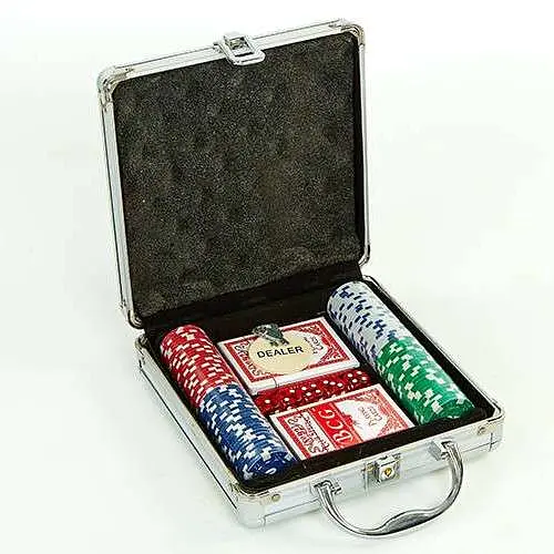 Настольная игра Johnshen Sports Покерный набор 100 фишек по 11,5 г без номинала (алюминиевый кейс) (59208) - фото 6
