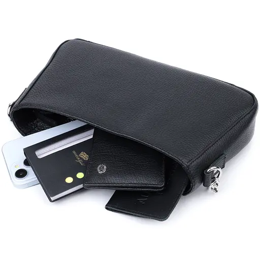 Сумка женская багет Shvigel с цепочкой и съемным ремешком из зернистой натуральной кожи 26.5х15х5.5 см sum0027034 - фото 8