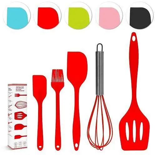 Кухонний набір Stenson 5 предметів - лопатка, віночок, ложка, кухонні аксесуари для готування [MD] в асортименті - фото 2