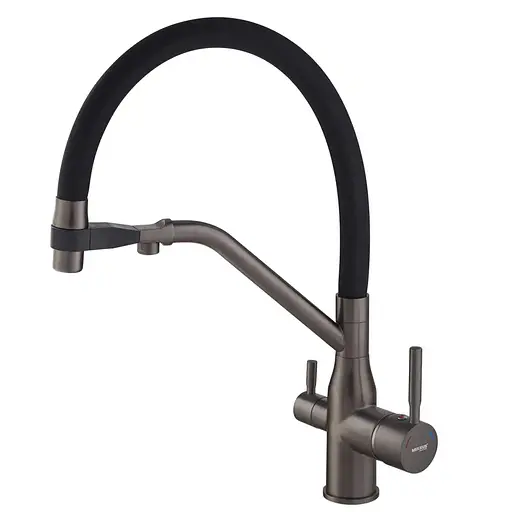Смеситель для кухни Mixxus Premium Gravity 021 с силиконовым изливом graphite MI6979 Графит - фото 1