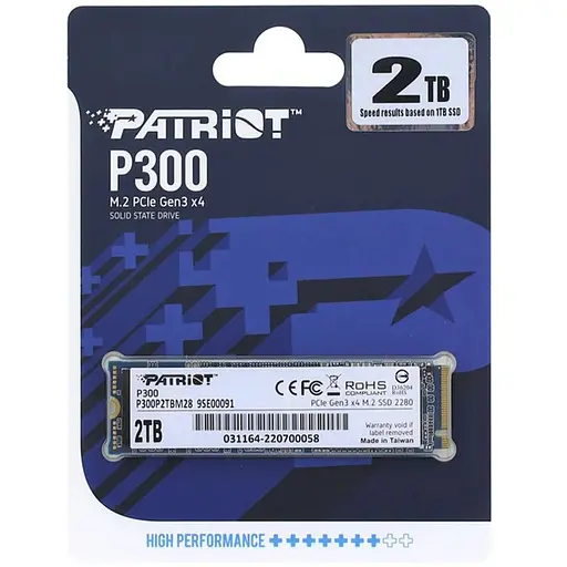 Накопитель Patriot SSD M.2 P300 2 ТБ NVMe 2280 PCIe 3.0x4 3D NAND TLC