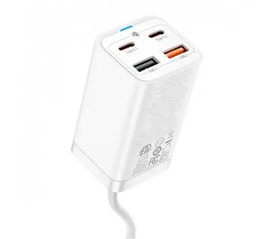 Потужний зарядний пристрій GaN3 65 W Baseus 2xUSB-A + 2xType-C з китайською вилкою (CCDK65C) - фото 1