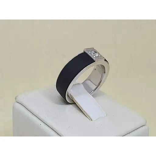 Золотое кольцо Tango с каучуком и фианитом. 900628В 17 - фото 3