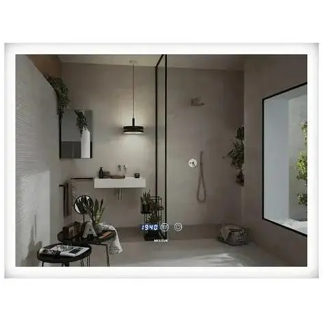 Зеркало Mixxus FLAT MR04-100x80 с LED Touch, Anti-fog, димером, регулировкой яркости, часами (MI6927) - фото 1