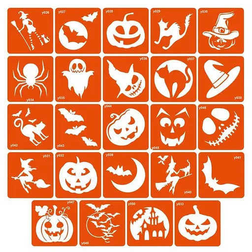 Набір трафаретів для біо-тату Хеловін halloween-simple 6 x 6 см 24 шт