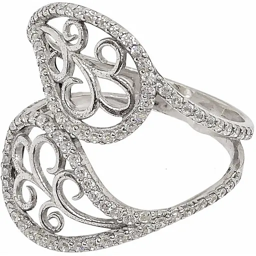 Серебряное кольцо Объятие с фианитами. 1136/1Р-CZ 17,5 - фото 1