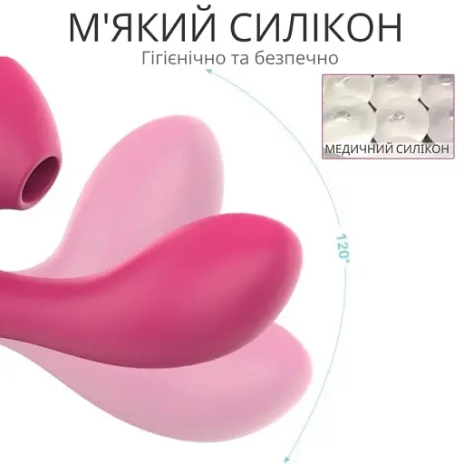 Вибратор клиторальный стимулятор I’MCUM Double Kiss с функцией сосания и подогревом Розовый (IM-KXY222-rose) - фото 4