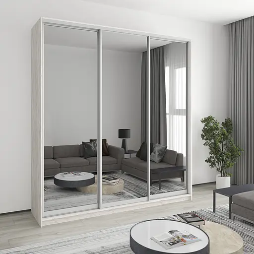 Шкаф-купе трехдверный MebelStar Стандарт AL 3 Зеркала 220x60x240 см Аляска серый (MBS-1880)