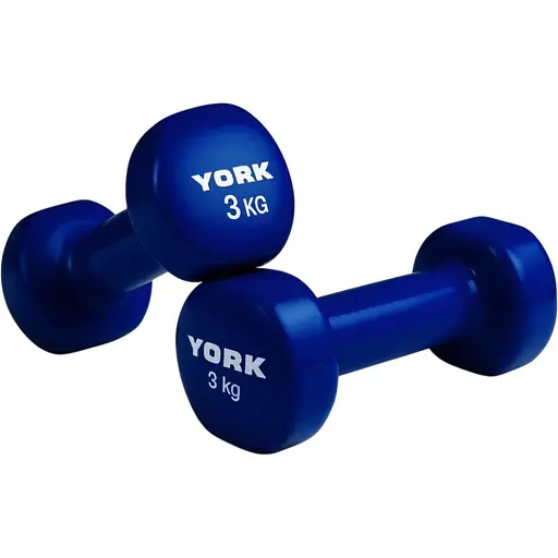 Гантели для фитнеса York Fitness виниловые круглые 2х3кг синий