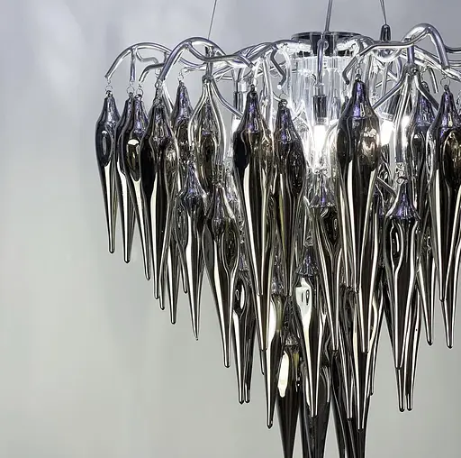 Люстра с подвесными объемными стеклянными элементами дымчатого цвета Line.F Y 03 CH+GR - фото 5