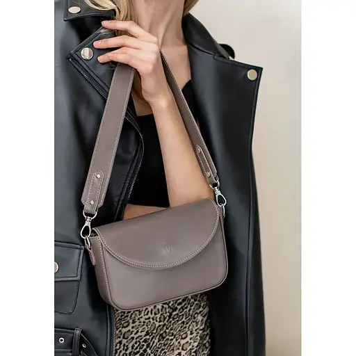 Жіноча шкіряна сумка Molly темно-бежева (мокко) - фото 1