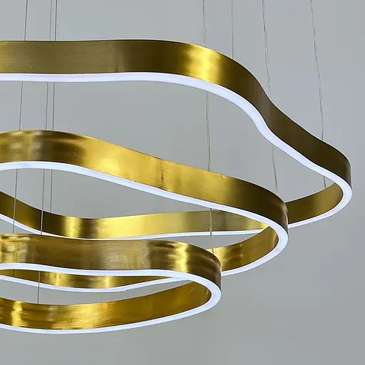 Необычная и эффектная золотая люстра на 3 яруса 80+64+43 см | Ст. PCL006-800*600*400 PGD Line F - фото 5