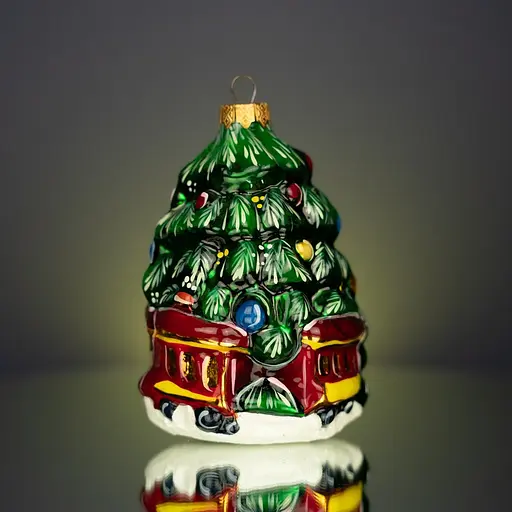 Ялинкова прикраса Різдвяні історії Ялинка з потягом скло (4820001045321) - фото 4