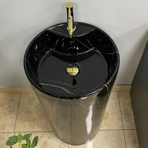 Умивальник підлоговий VBI Bolonia M black marble VBI-019026, Чорний матовий - фото 3