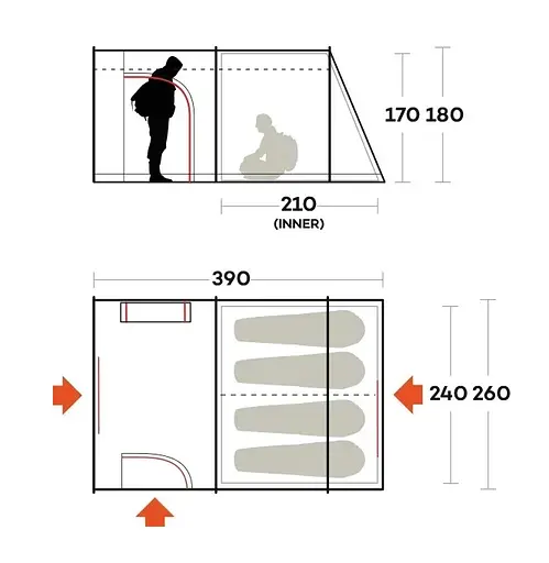 Намет чотиримісний Ferrino Fenix 4 Blue (91192MBB) - фото 8