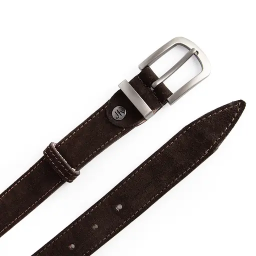 Ремень женский замшевый JK-3049 коричневый с серебряной пряжкой (115 см) - фото 3
