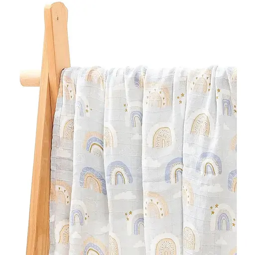 Муслинова дуже якісна пелюшка OldBro Kids Blue Rainbow 100x120 см - фото 1