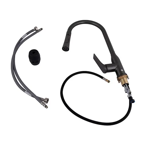 Смеситель для кухни Qtap Vlasta New с выдвижным изливом QTVLA344GMB45647 Gunmetal Black PVD Шлифованный черный хром - фото 5