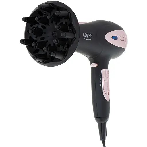 Фен Adler AD 2248 black 2200Вт/ 2 швидкості/ хол.обдув/ темп.режимів-3/ іонізація/ насадки - 2 шт. - фото 2