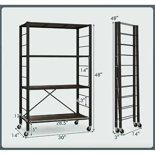 Стелаж Costway Scooby складаний в стилі Loft - фото 7