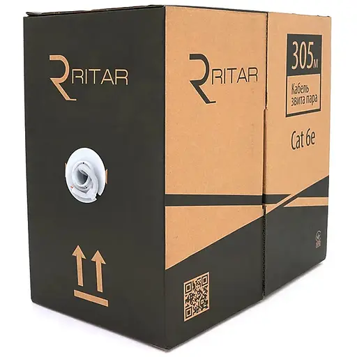 Кабель КВПЕ FTP-cat.6 (4 * 2 * 0.54), Ritar, (CU), для внутр. робіт, 305м, White, Corton BOX, Q2