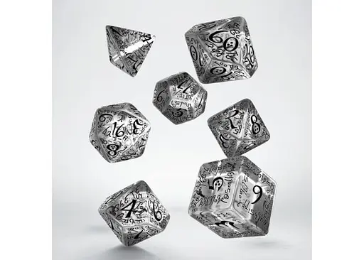 Набір кубиків Elvish Translucent & black Dice Set , 7 шт. (SELV07) - фото 2