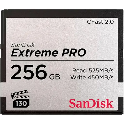 Карта памяти Sandisk 256GB CFAST 2.0 Extreme PRO 525MB/s VPG130, EAN: 619659145262 (SDCFSP-256G-G46D) - фото 1