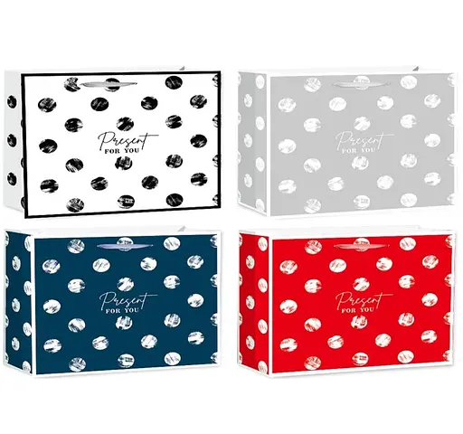 Подарочный пакет картонный, 200 г/м², Present for you, 15x14x7 см, 6 шт. в упаковке (в ассортименте)