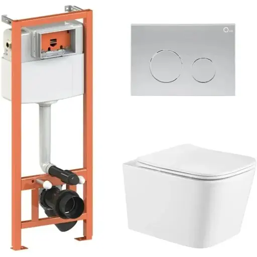 Набір Q-tap Nest 4 в 1 підвісний унітаз Crow Ultra Quiet 490x360x290 + комплект інсталяції QT05335171W45130 - фото 1