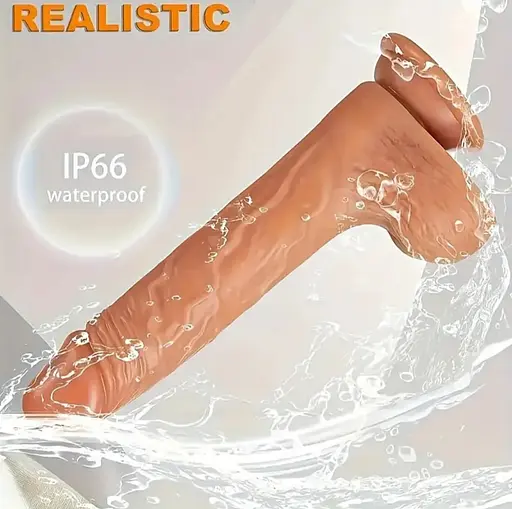 Реалістичний вібратор із підігрівом і телескопічним механізмом обертання, з пультом керування - фото 9