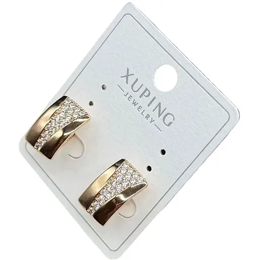 Сережки прямокутні Xuping з камінцями гіпоалергенне медичне золото - фото 1