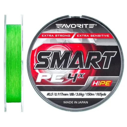 Шнур Favorite Smart PE 4x 150м (салат.) 0.5/0.117 мм 3.6 кг
