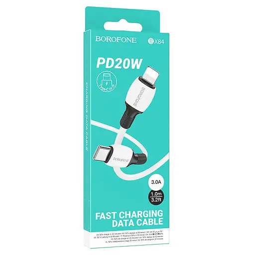 Дата кабель Borofone BX84 Rise Type-C to Lightning 20W (1m) White - фото 3