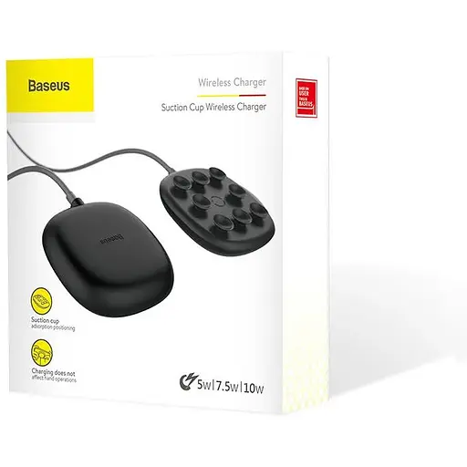 Заряджання QI BASEUS Suction Cup 10W (WXXP-01) бездротове чорне - фото 1