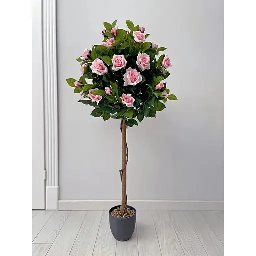 Троянда штучна висока на штамбі 120 см у горщику ніжно-рожева - фото 6