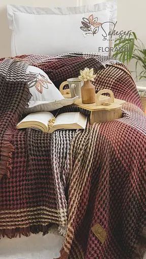 Літня постільна білизна з покривалом-піке Floransa Ekru Saheser pbe0051390 - фото 3