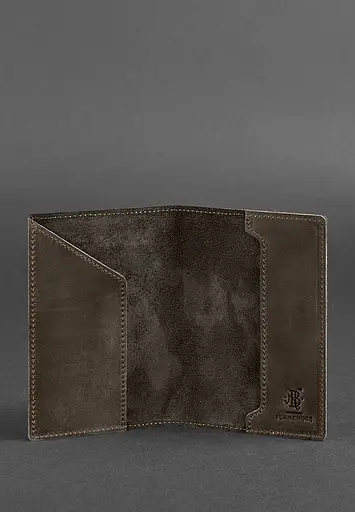 Кожаная обложка для паспорта с американским гербом темно-коричневая - фото 4