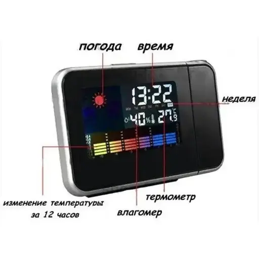 Годинник електронний Сolor Screen Calendar 8190 настільний цифровий метеостанція кімнатна - фото 3