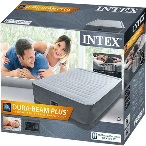 Двоспальне надувне ліжко Intex 64414 з вбудованим електронасосом, 203x152x46см - фото 2