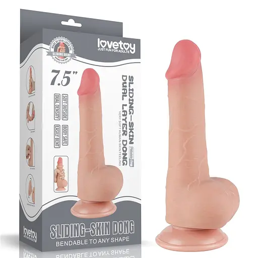 Фалоімітатор Sliding-Skin Dual Layer Dong 7.5'' 19.5 см тілесний - фото 15