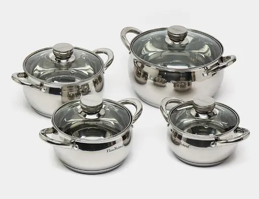 Набір каструль Haus Roland HR113-2 із нержавіючої сталі 8в1 - фото 2