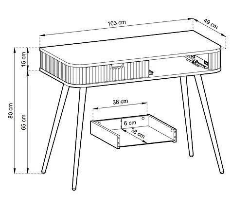 Стіл туалетний Perfect Home Зова / Zova з 2 шухлядами та золотими ніжками T103 Білий (PFH-091299) - фото 3