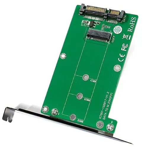 Контроллер Maiwo SATA to M.2 (NGFF) B-key SSD 22*42, 22*60, 22*80 mm, with full profile bracket - фото 1