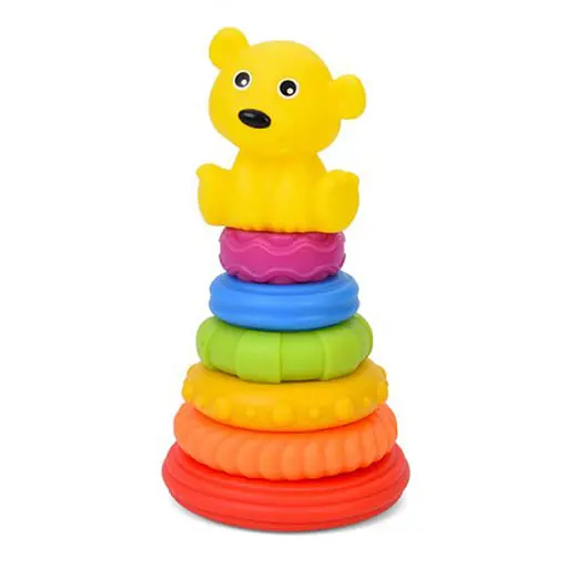 Детская игрушка "Пирамидка Мишка" Bambi 638-112(Yellow) 18,5 см, 6 колец - фото 1