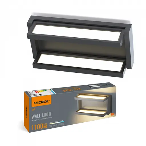 LED світильник настінний з сенсором VIDEX WL01 12W 2800K-4000K-6000K Black - фото 1
