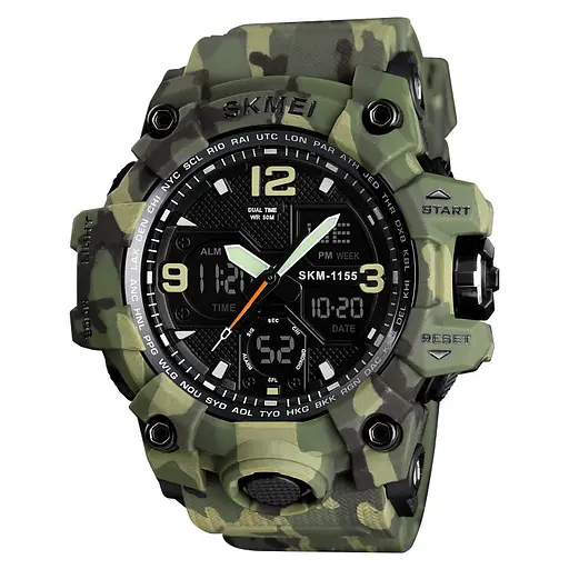 Часы наручные мужские Skmei 1155 Green Camo, 1155BCMGN (12281)