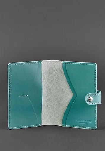 Шкіряна обкладинка для паспорта 3.0 бірюзова - фото 4