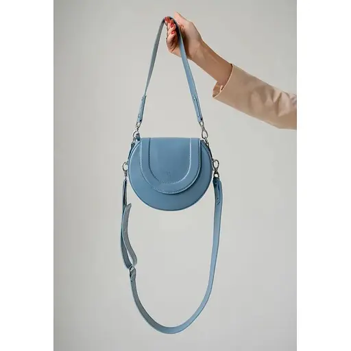 Женская кожаная сумка Mandy голубая - фото 1