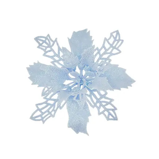 Ялинкова іграшка MIS LT Квітка Різдвяник міні 9х9х2 см набір 6 шт блакитний - фото 2