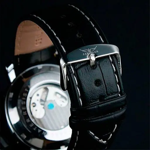 Чоловічий наручний механічний годинник Jaragar Silver Star (Сріблястий з чорним) - фото 2